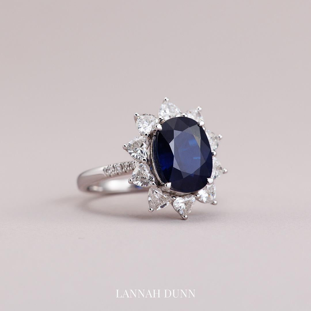 Sapphire & diamond halo ring