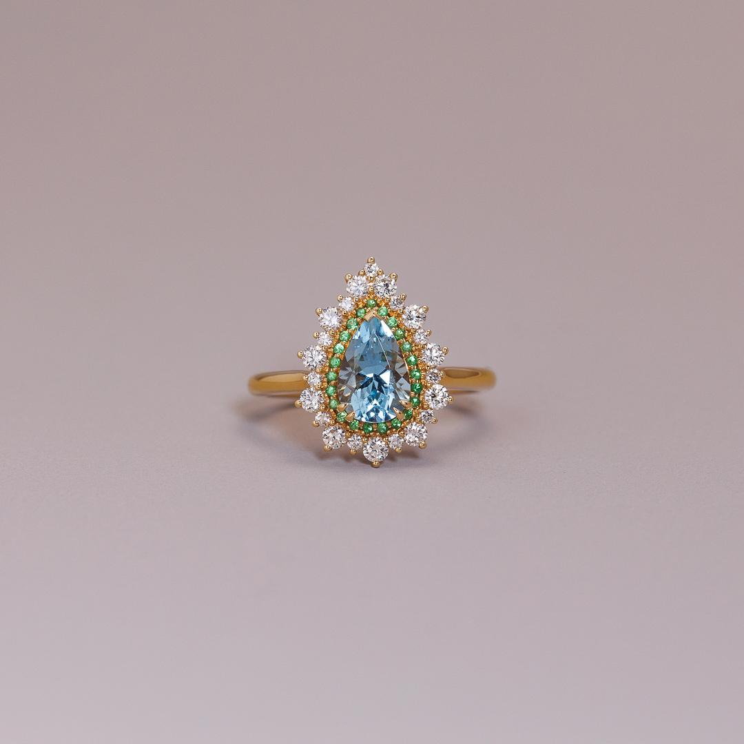 Blue Aquamarine & Green Garnet