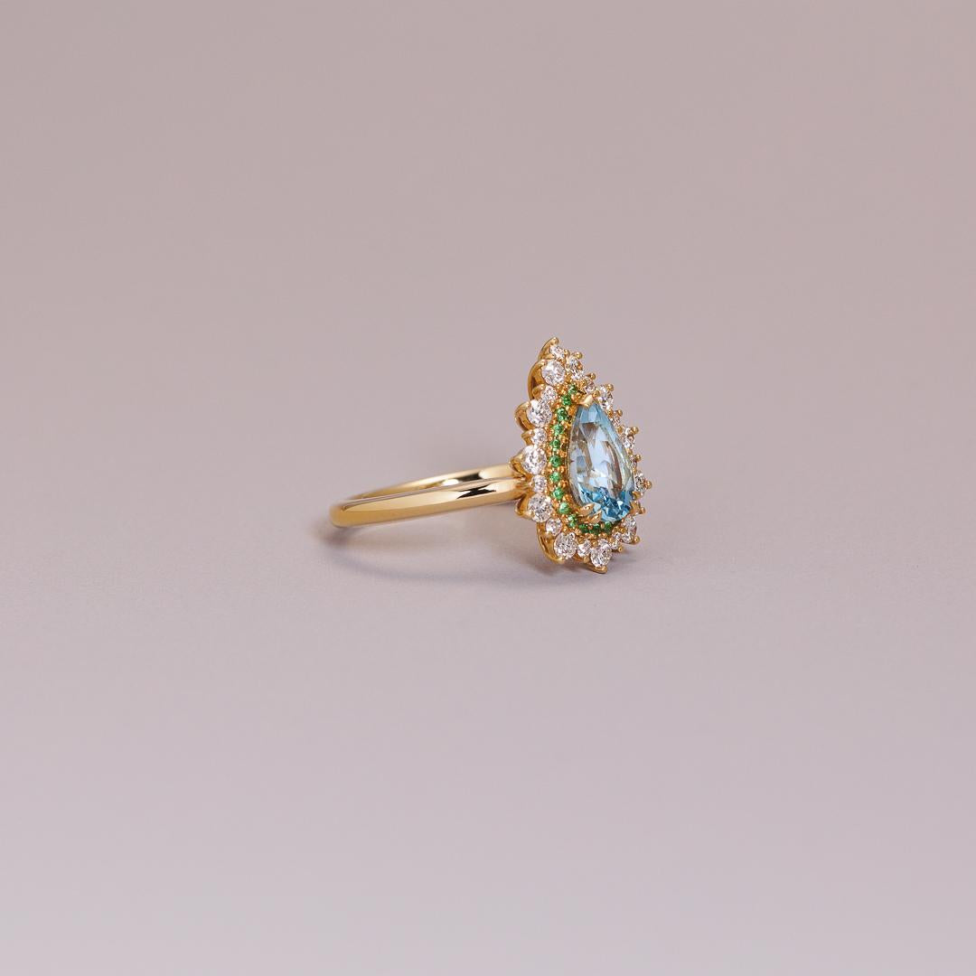 Blue Aquamarine & Green Garnet