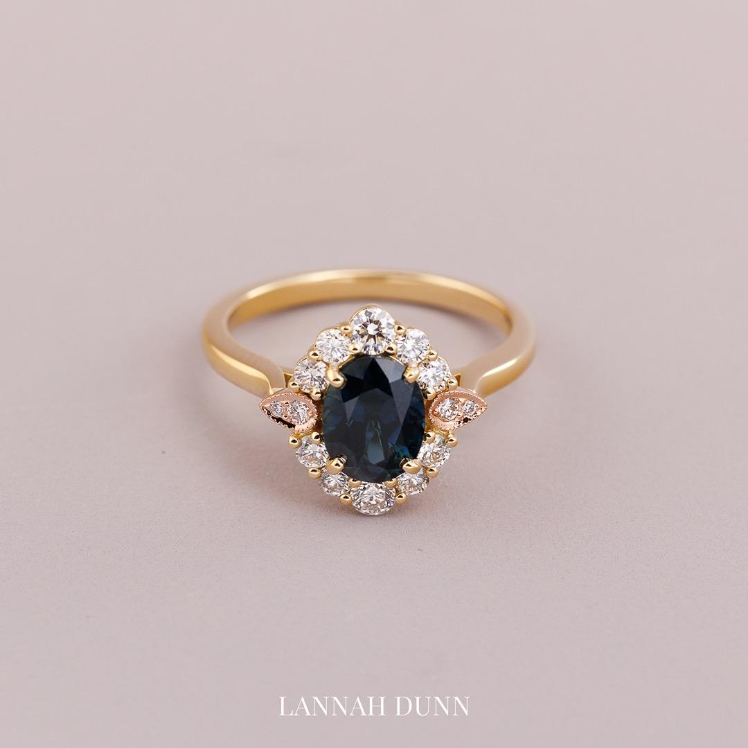 Australian Sapphire & Diamond two-colour gold engagement ring