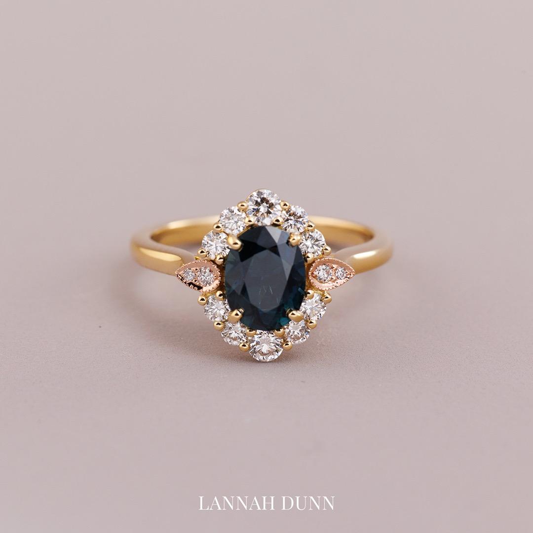 Australian Sapphire & Diamond two-colour gold engagement ring