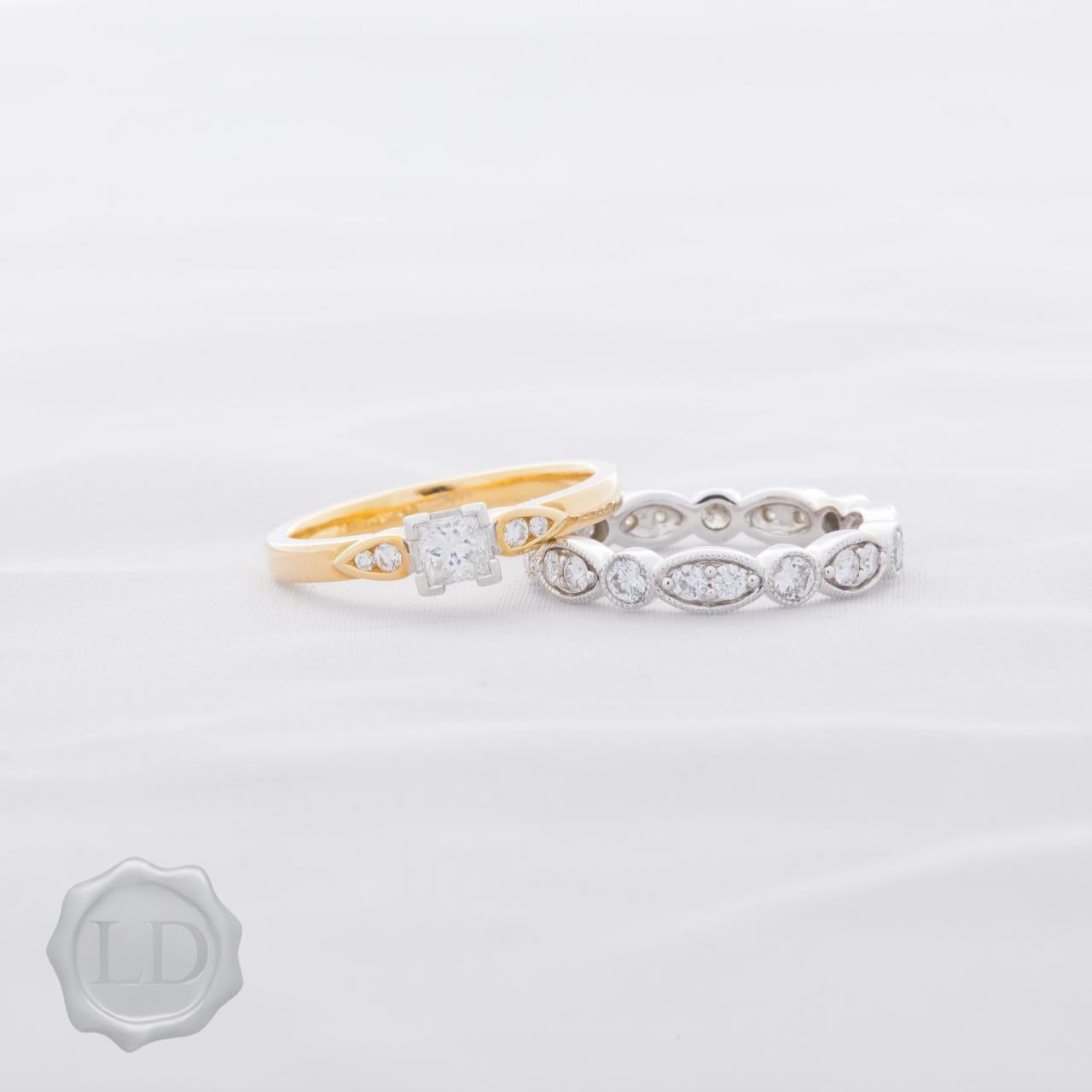 Yellow gold princess cut solitaire ring