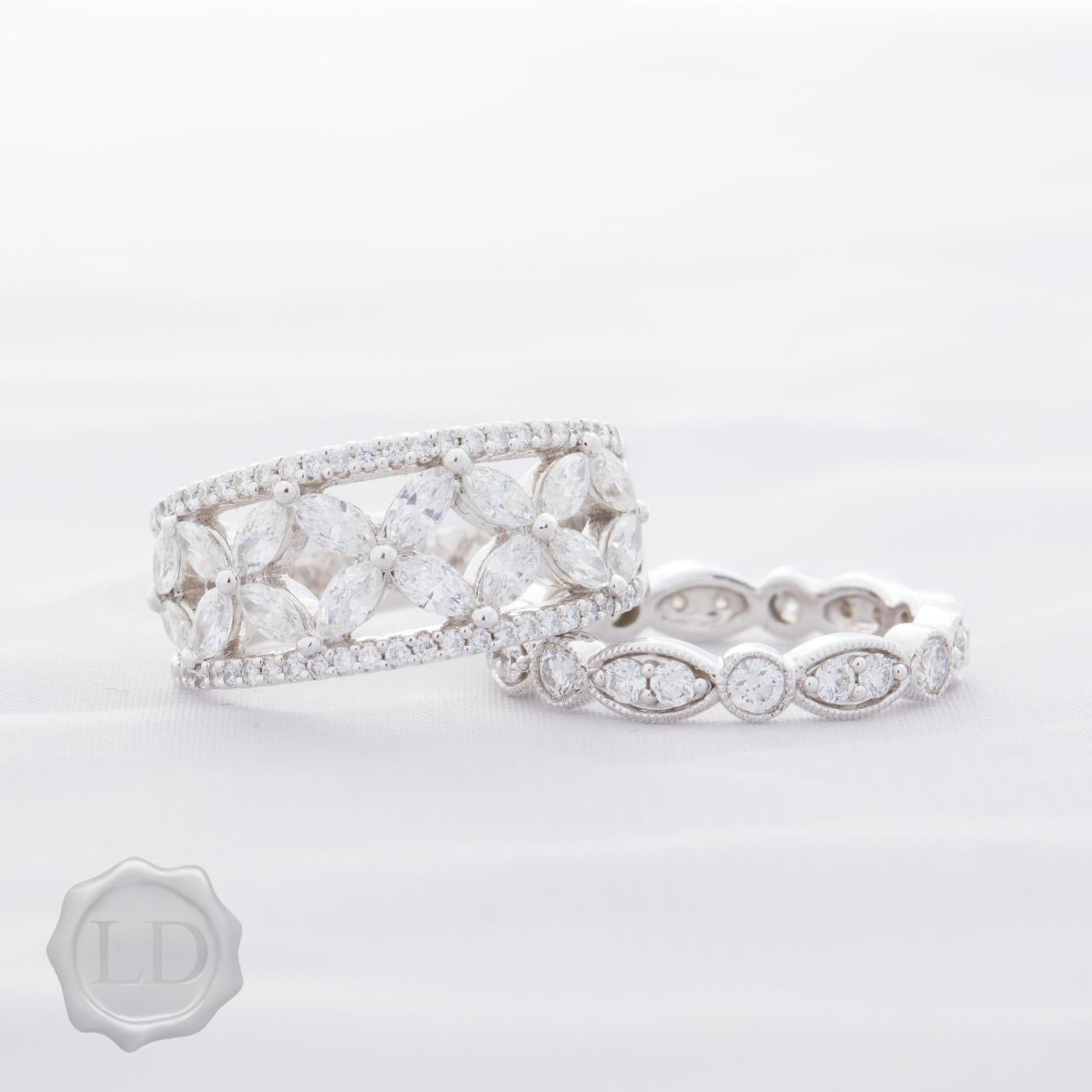 Fancy Marquise and brilliant cut diamond dress ring in platinum