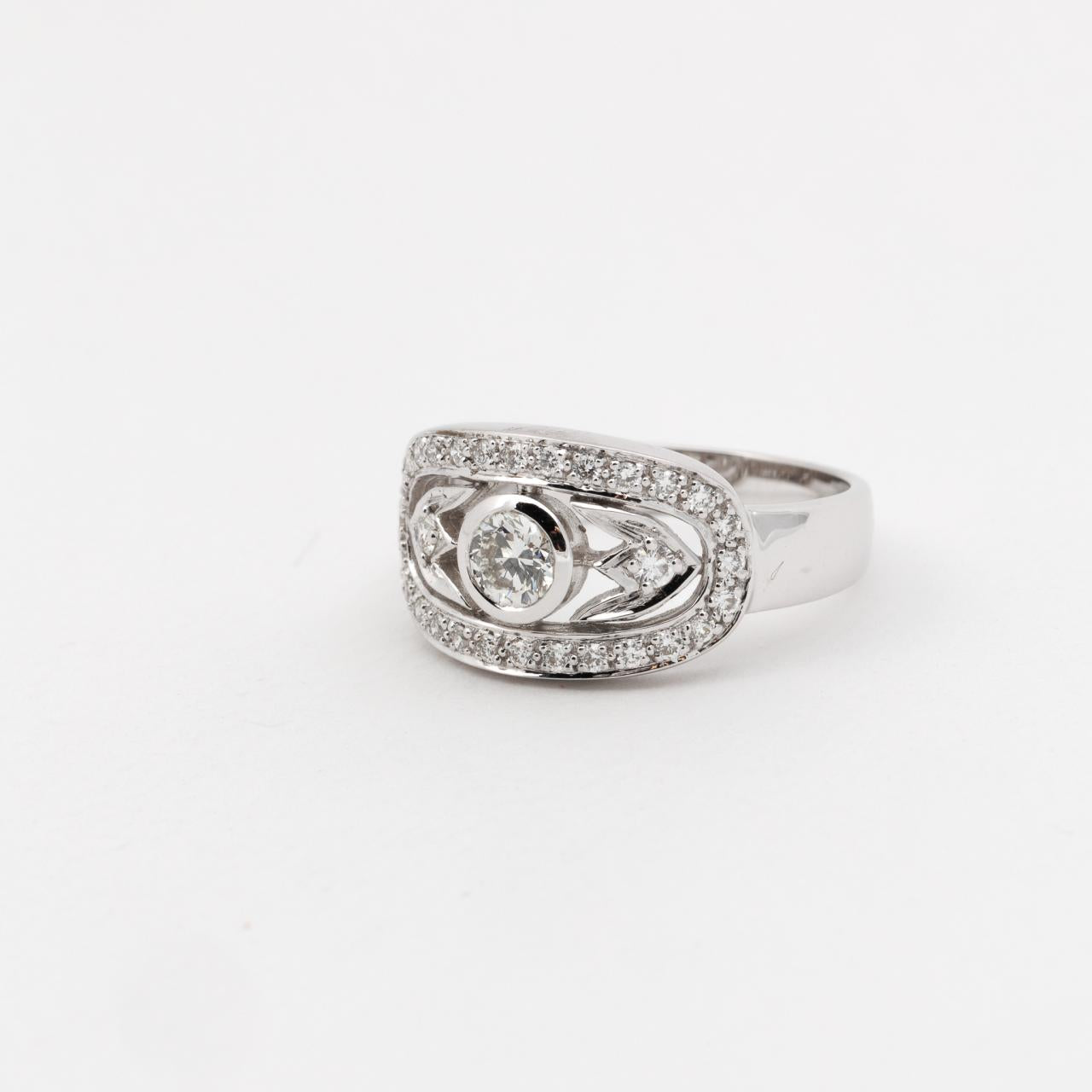 White Art Deco plaque ring
