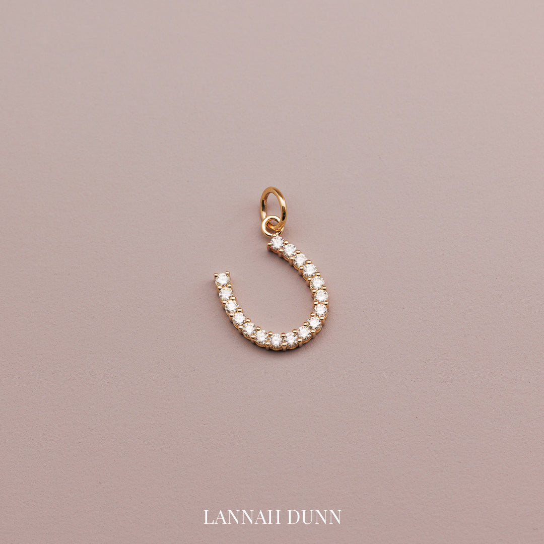 9ct rose gold LD signature maxi diamond horseshoe charm pendant