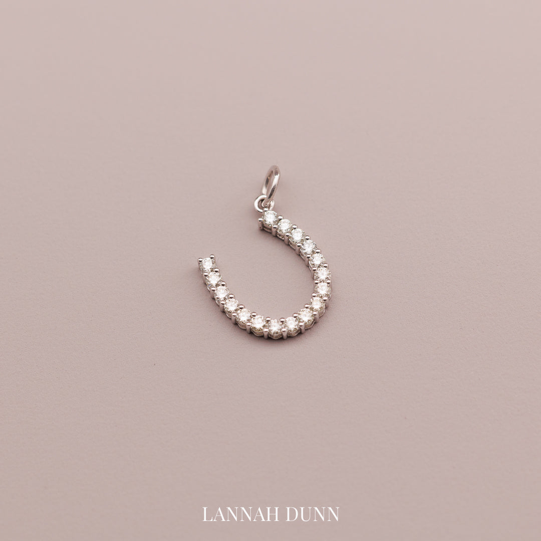 9ct white gold LD signature maxi diamond horseshoe charm pendant
