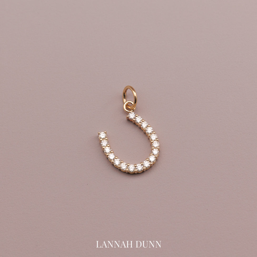 9ct yellow gold LD signature maxi diamond horseshoe charm pendant
