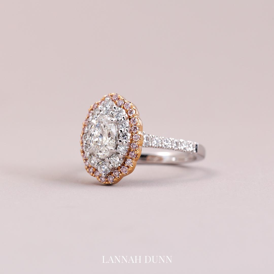 Rare Argyle diamond, Australian Pink Diamond cluster ring