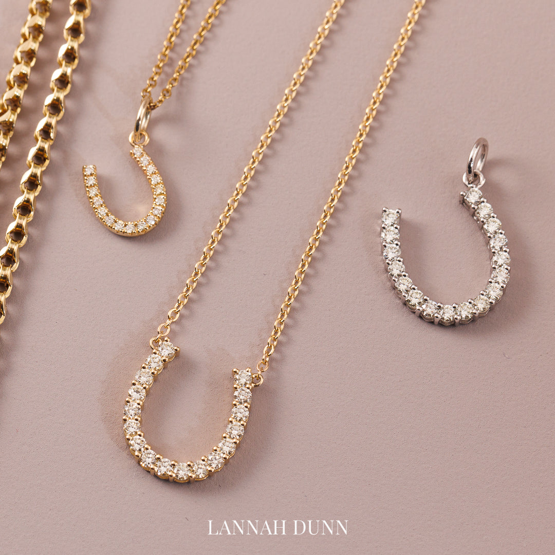 Signature LD Maxi Diamond Horseshoe Necklace select from 18ct yellow, rose or white gold