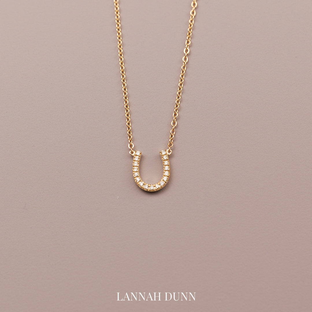 Signature LD Mini Diamond Horseshoe Necklace select from yellow, rose or white gold