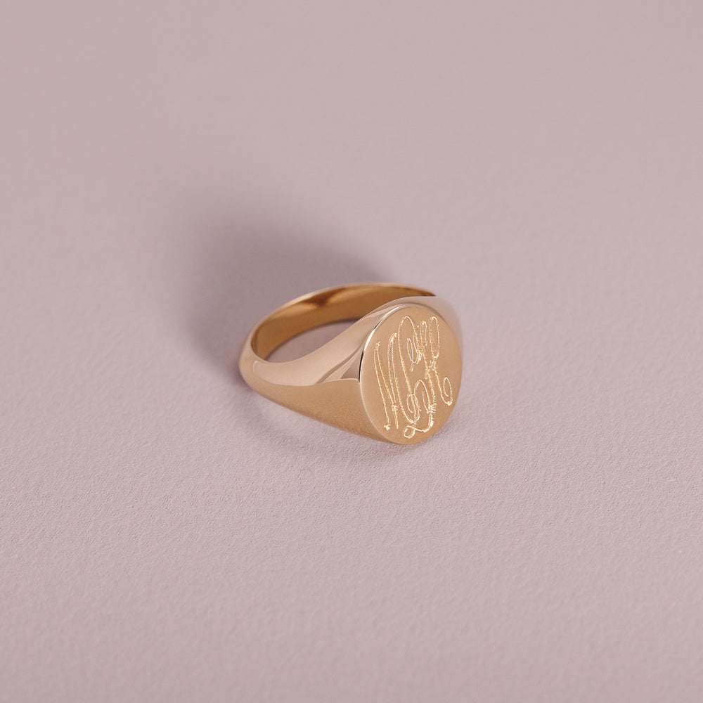 Signature LD Women’s Royal Monogram Solid Gold Signet Ring