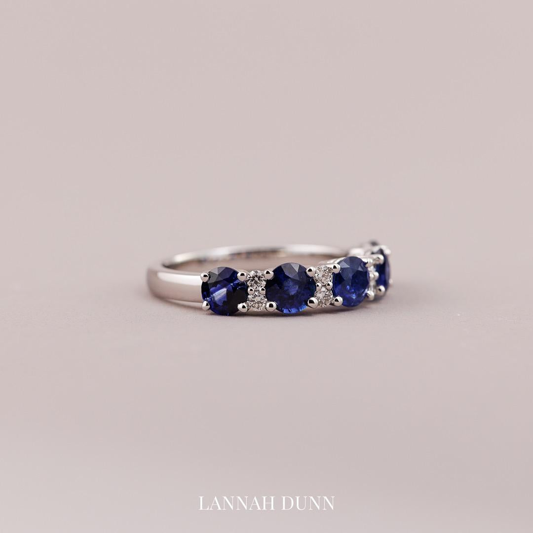 Vintage Style Sapphire & diamond half eternity band