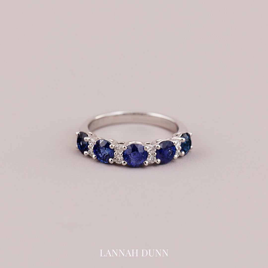 Vintage Style Sapphire & diamond half eternity band