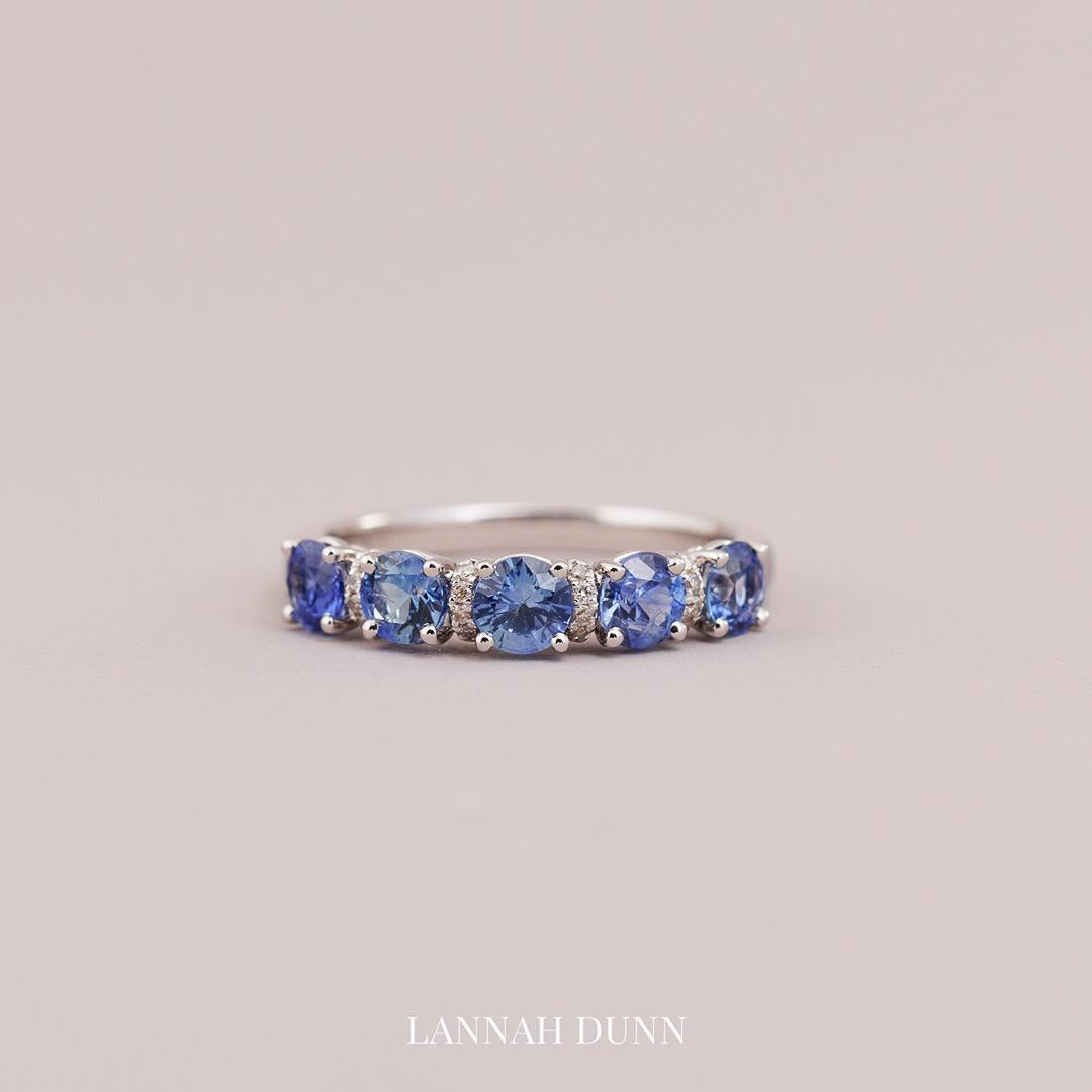 Sapphire & diamond eternity wedding half band