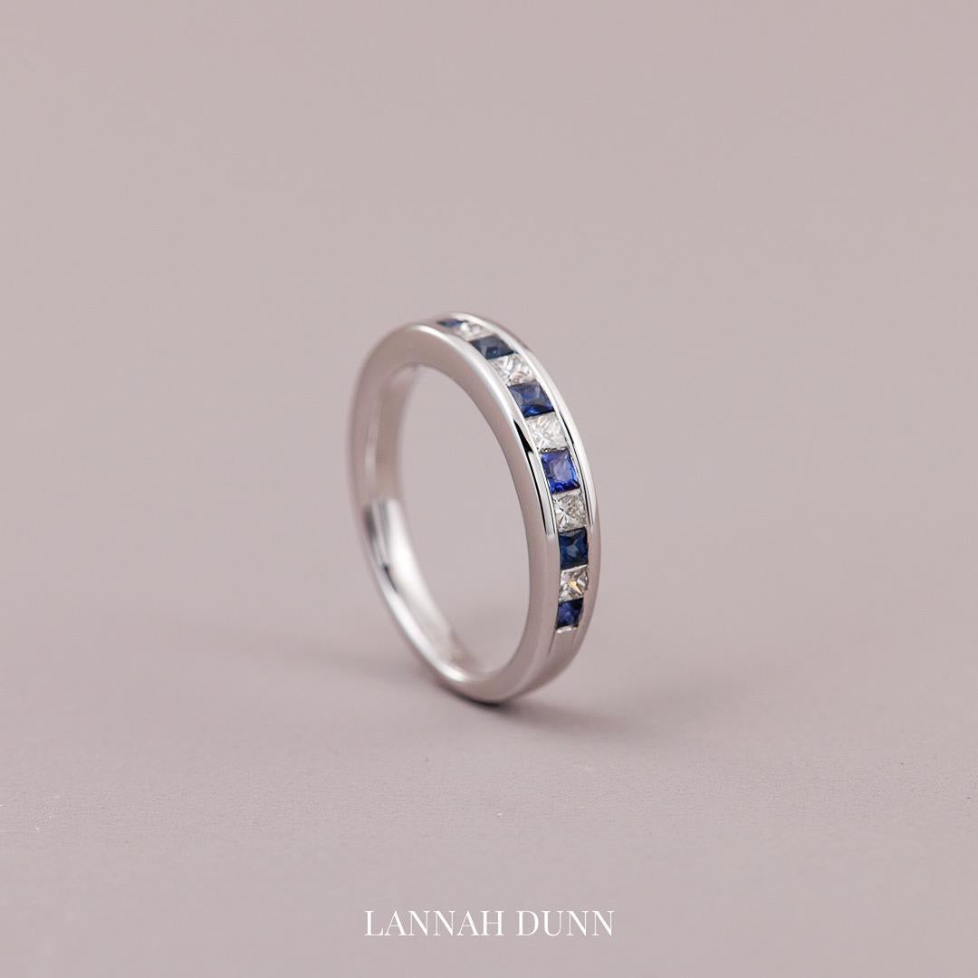 Sapphire & Diamond Half eternity wedding ring