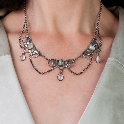 Art Nouveau Sterling Silver Moonstone Necklace