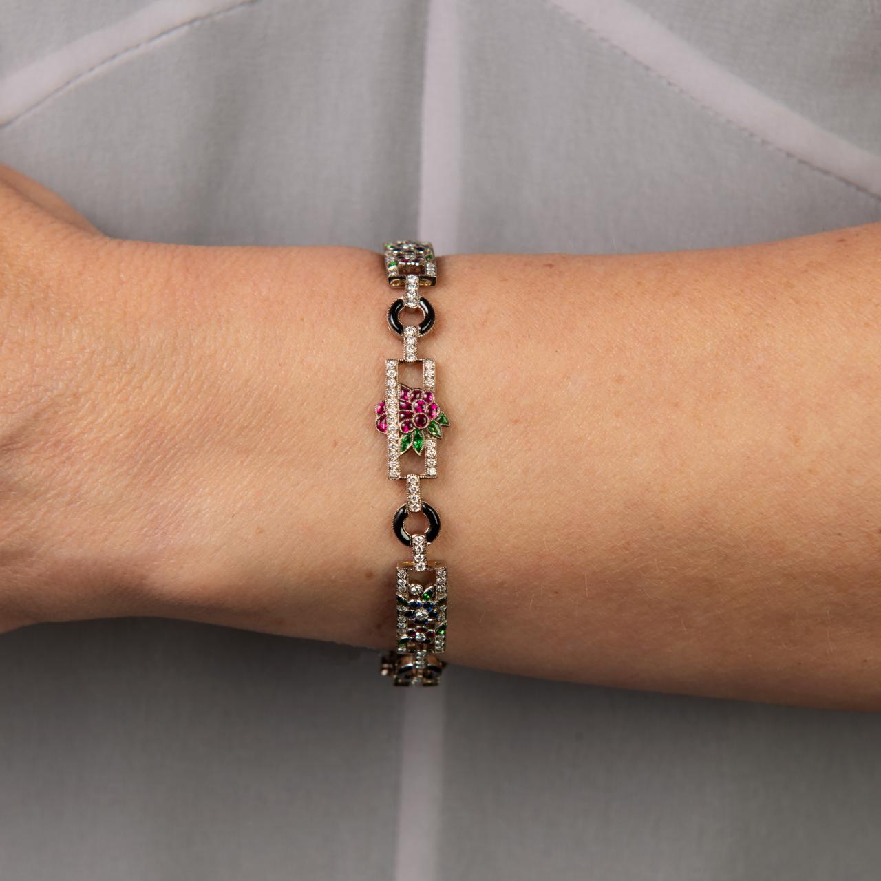 Exquisite precious gems & diamond bracelet