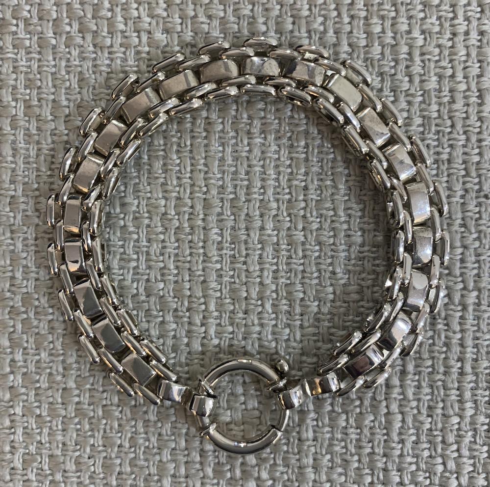 Sterling silver flat link polished bracelet