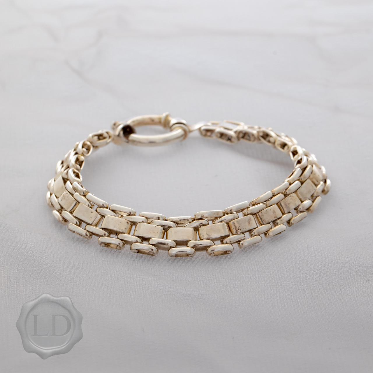 Sterling silver flat link polished bracelet
