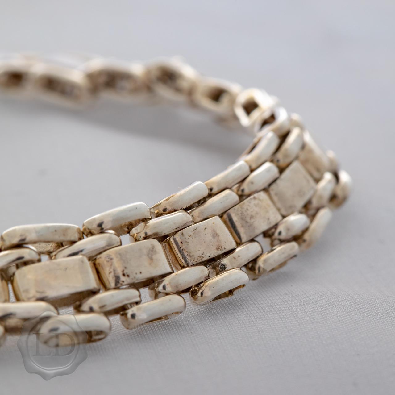 Sterling silver flat link polished bracelet