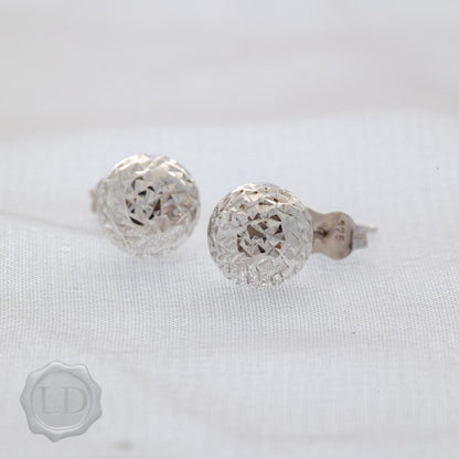 Italian sparkle ball earrings in white gold