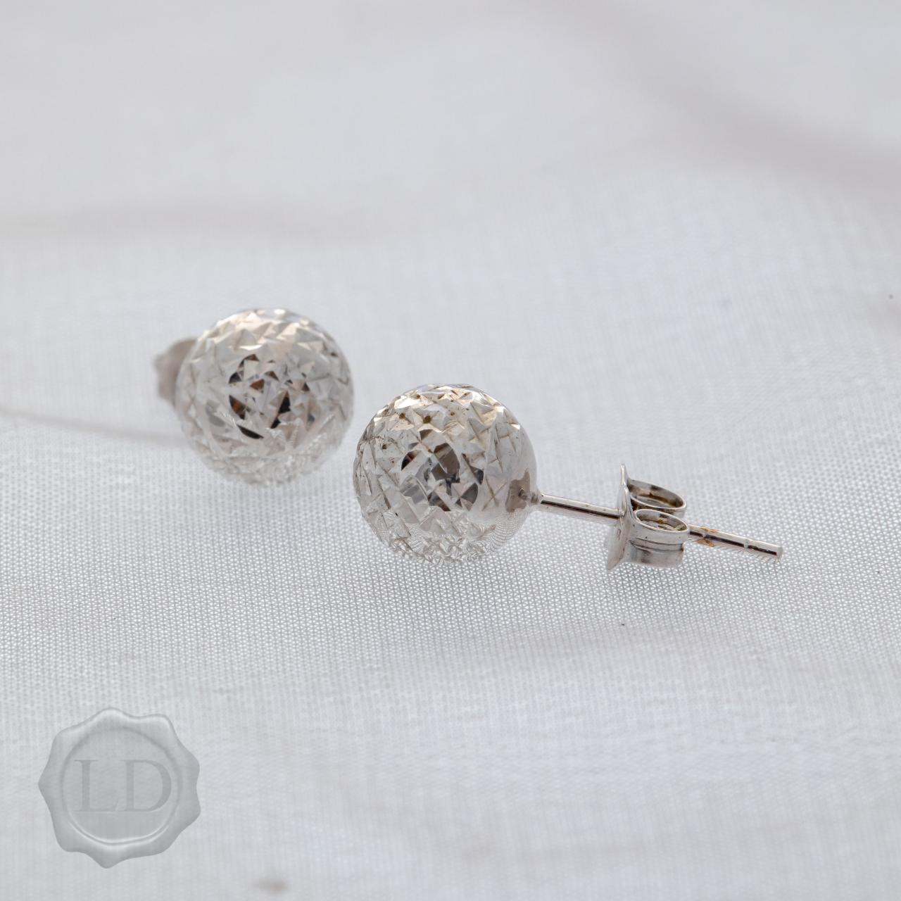 Italian sparkle ball earrings in white gold