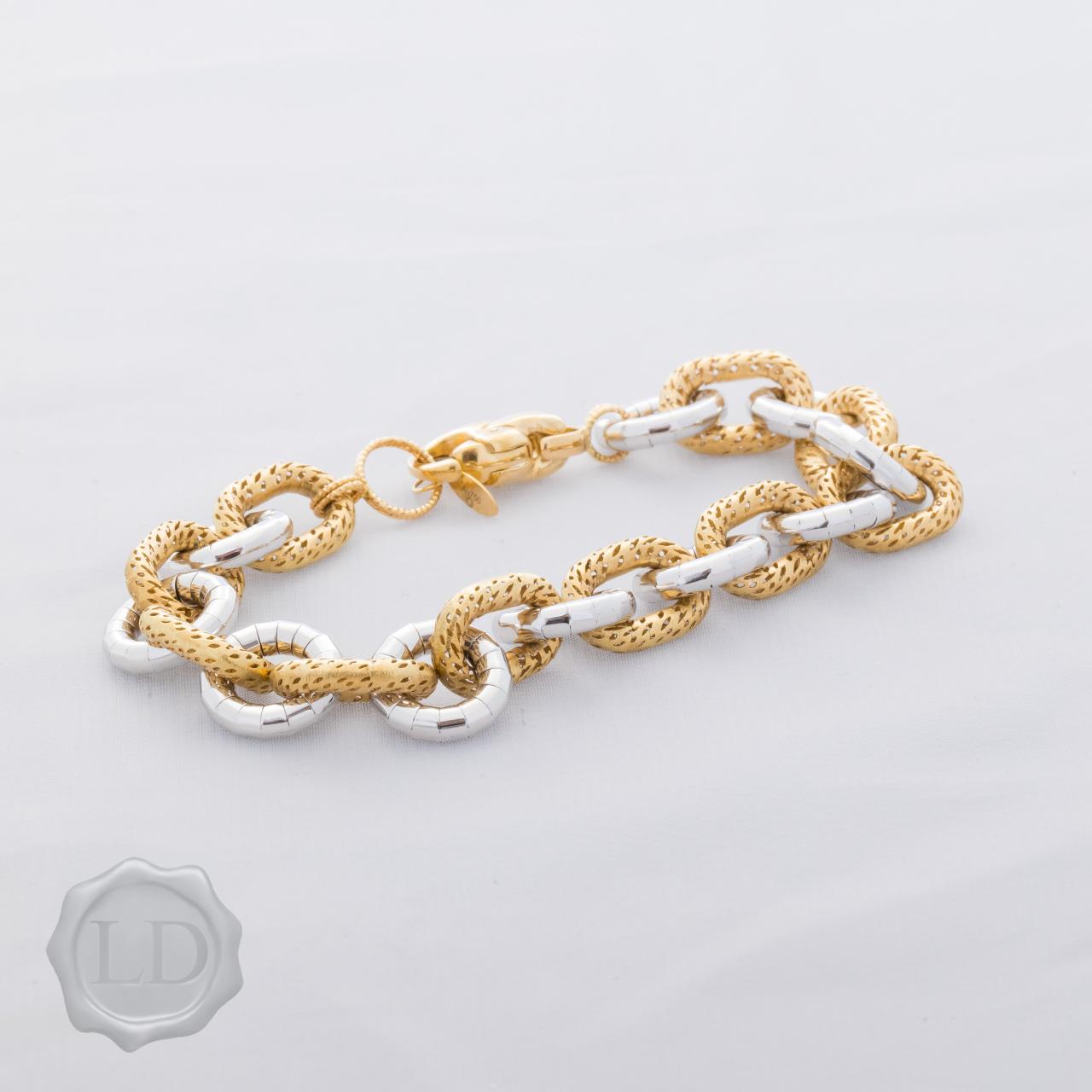 High carat yellow & white gold chain bracelet