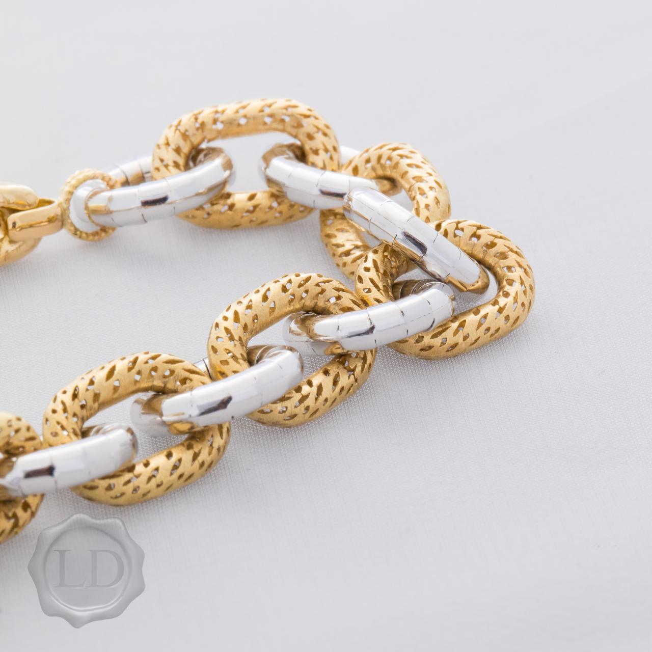 High carat yellow & white gold chain bracelet