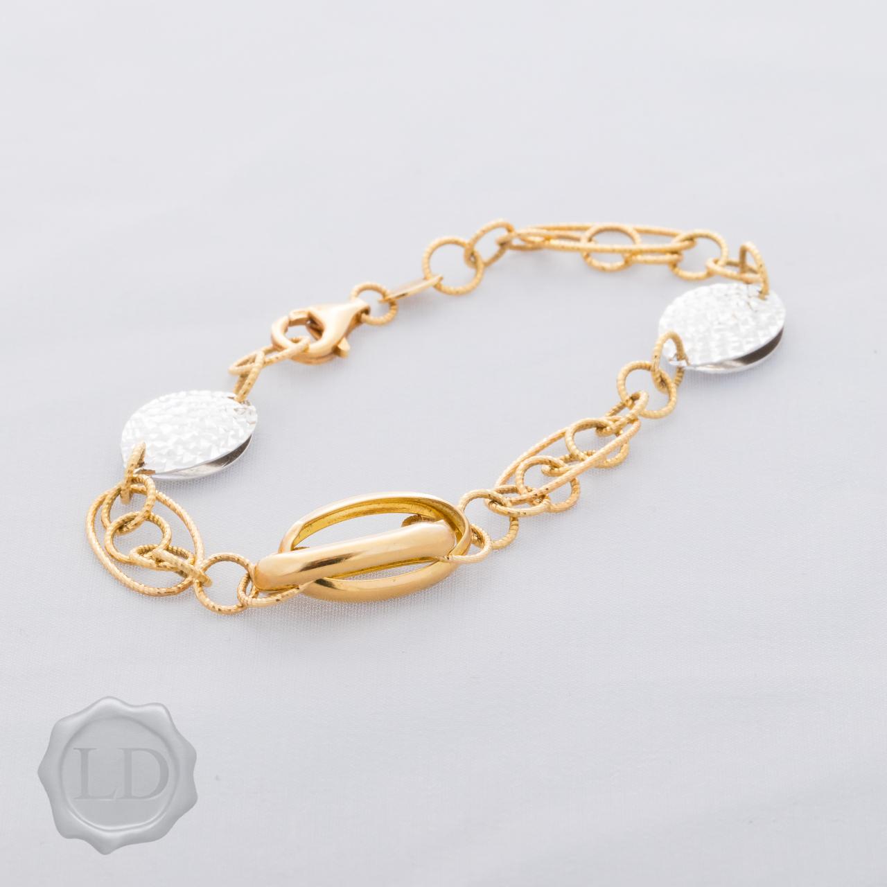 High carat fine chain yellow & white gold bracelet