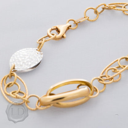 High carat fine chain yellow & white gold bracelet