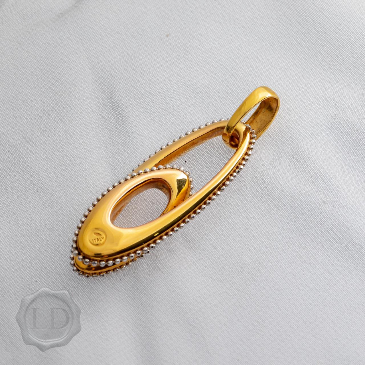High carat Yellow & White gold Italian puff pendant