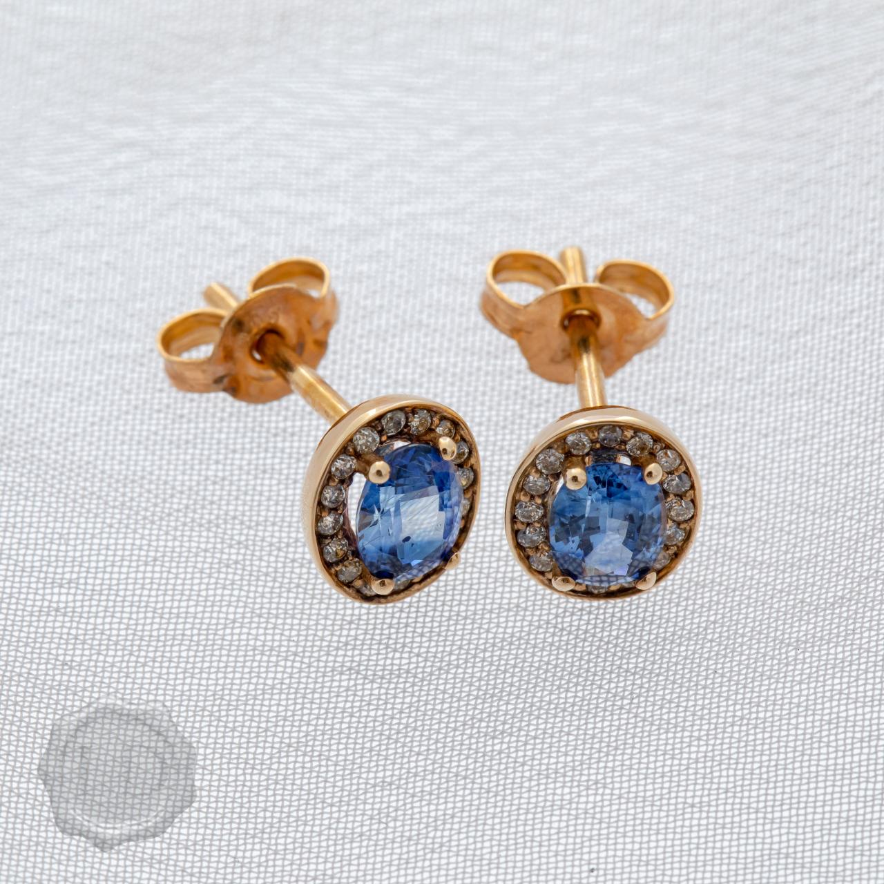 Ceylon Sapphire & Diamond Halo Stud Earrings