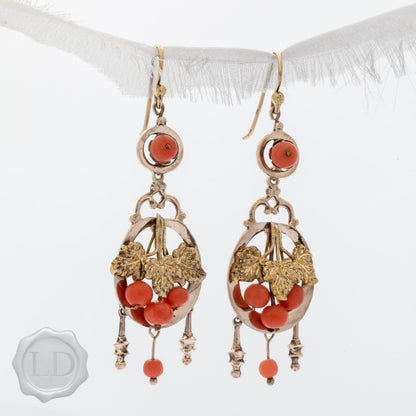 High carat coral drop earrings