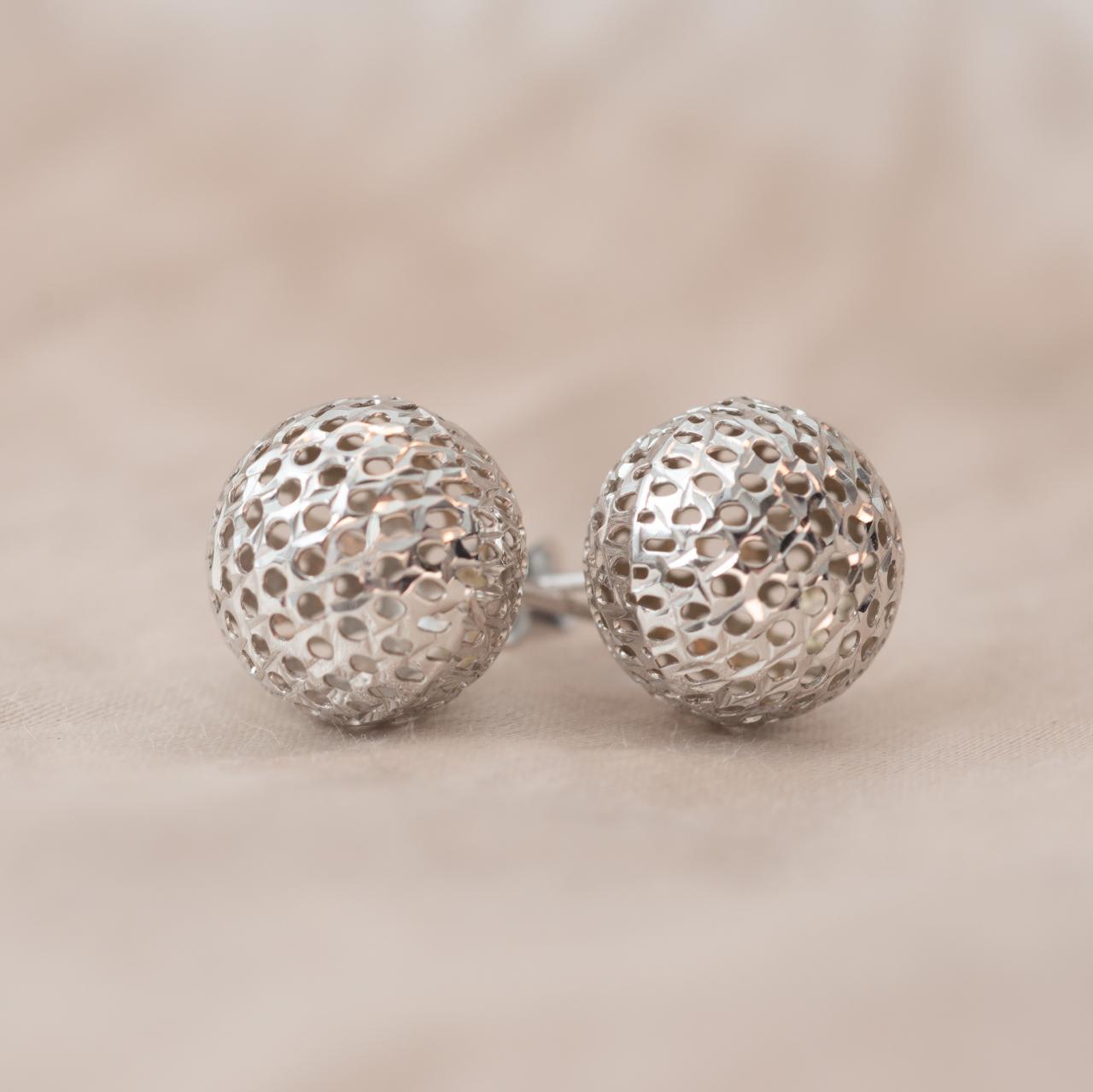 Italian sparkle studs in 9ct white gold, large