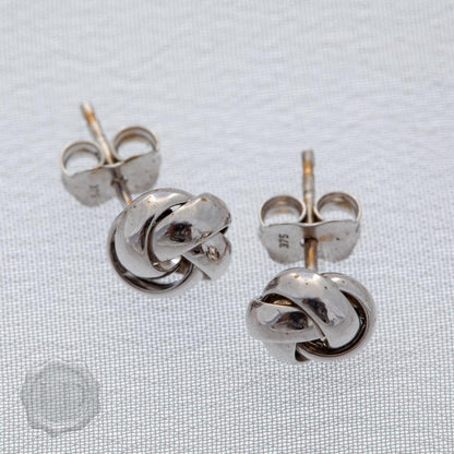 Italian knot studs in white gold