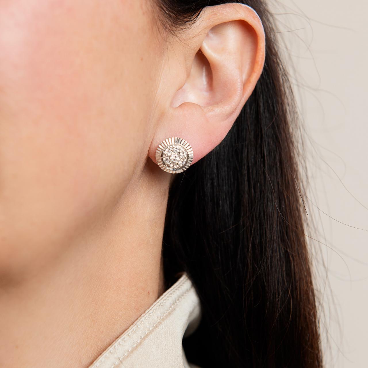Large vintage diamond cluster stud earrings
