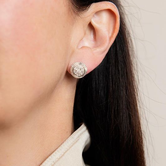 Large vintage diamond cluster stud earrings Large vintage diamond cluster stud earrings