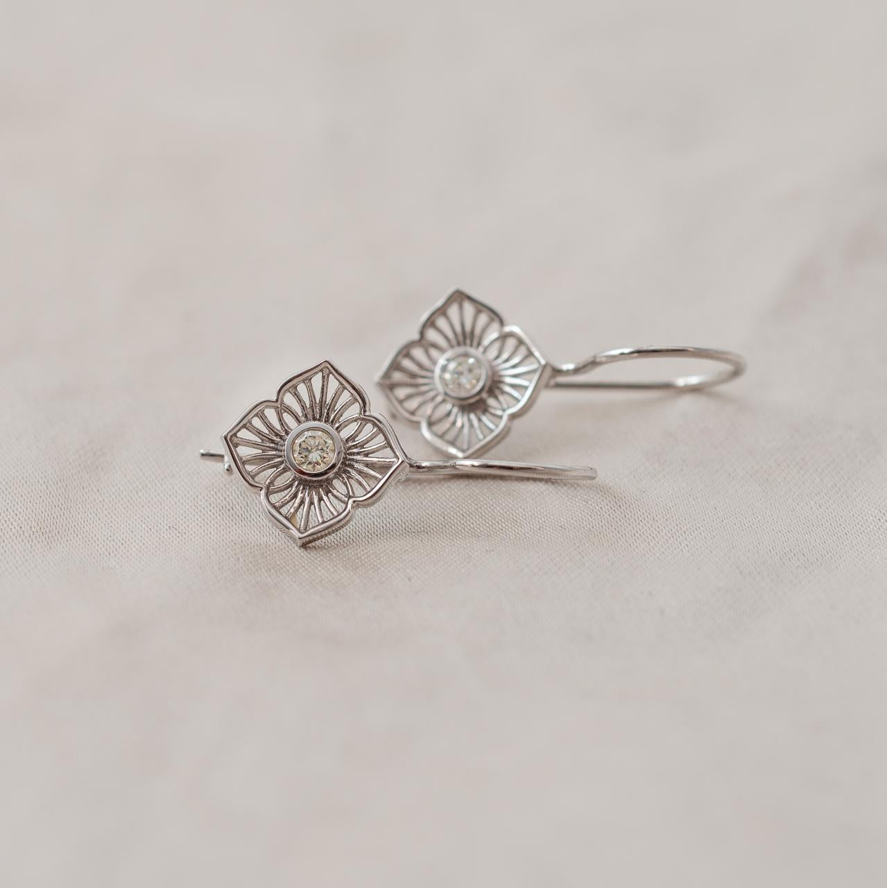 Lily diamond drop earrings, white gold