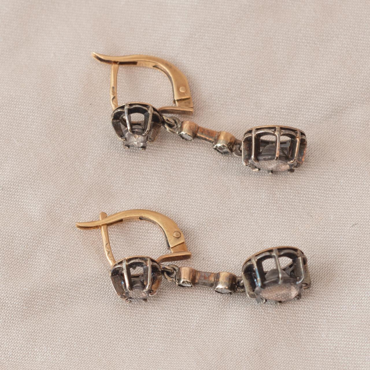 Georgian French Diamond Drop Earrings