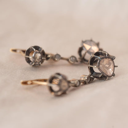 Georgian French Diamond Drop Earrings