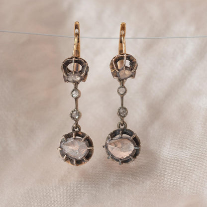 Georgian French Diamond Drop Earrings