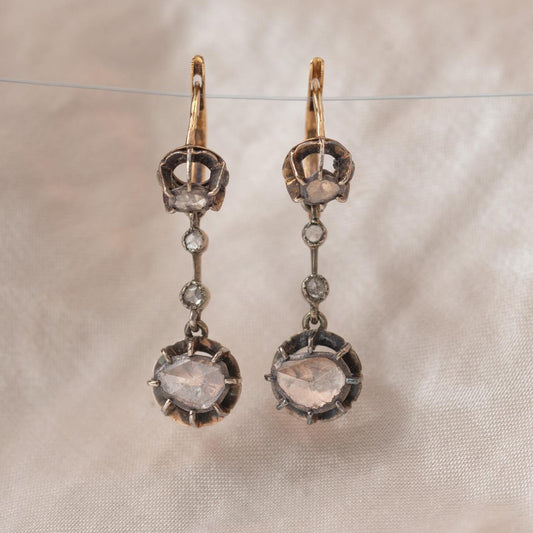 Georgian French Diamond Drop Earrings Georgian French Diamond Drop Earrings