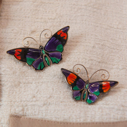 Vintage Multi Colour Enamel Butterfly Brooch