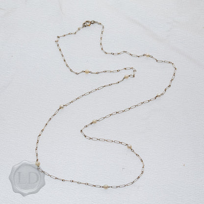 Dainty pearl & platinum French necklace