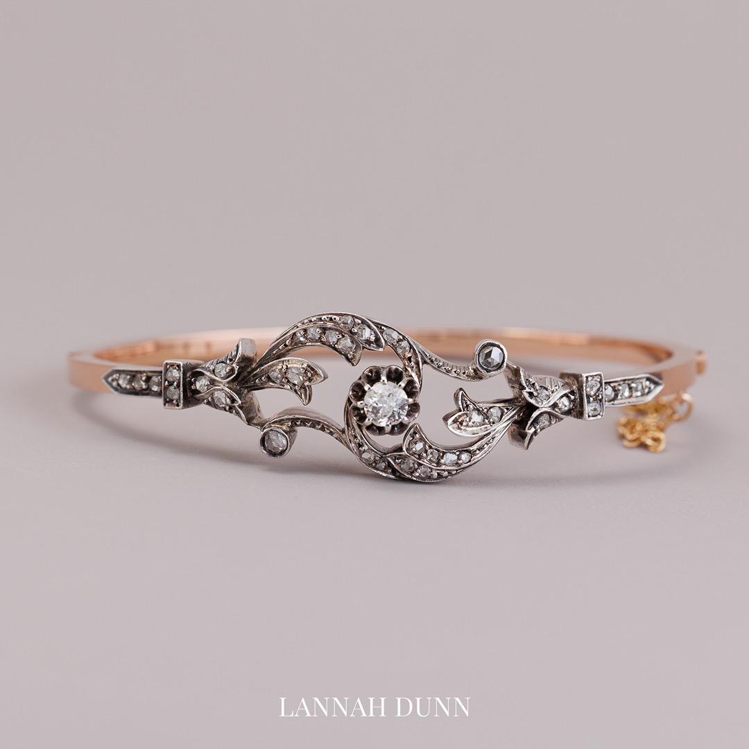Antique French Old Cut Diamond Bangle