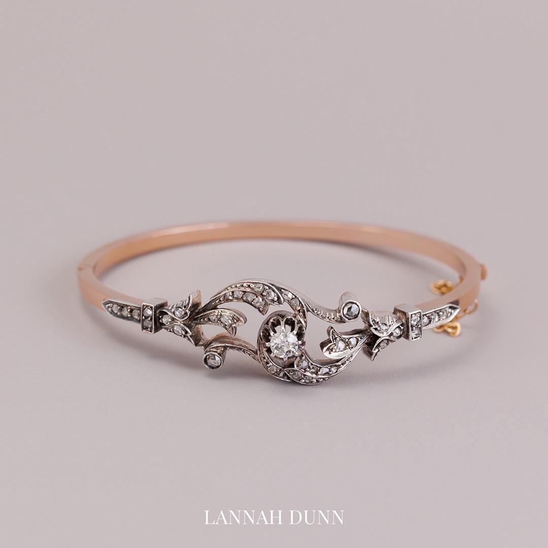 Antique French Old Cut Diamond Bangle
