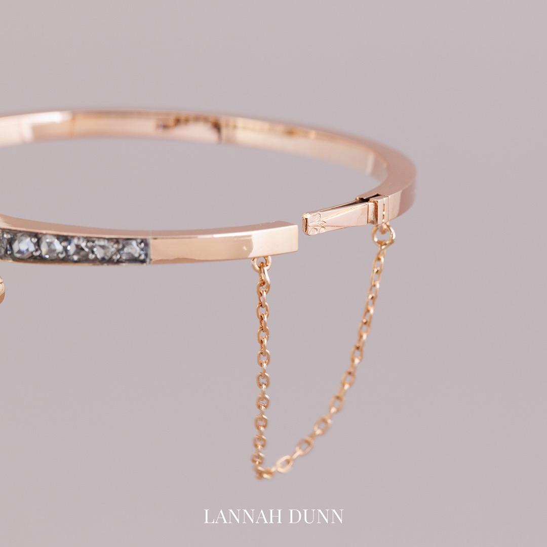 French diamond sapphire and red garnet bangle