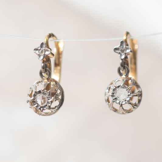 Antique 18ct Rose-cut Diamond Drop earrings Antique 18ct Rose-cut Diamond Drop earrings