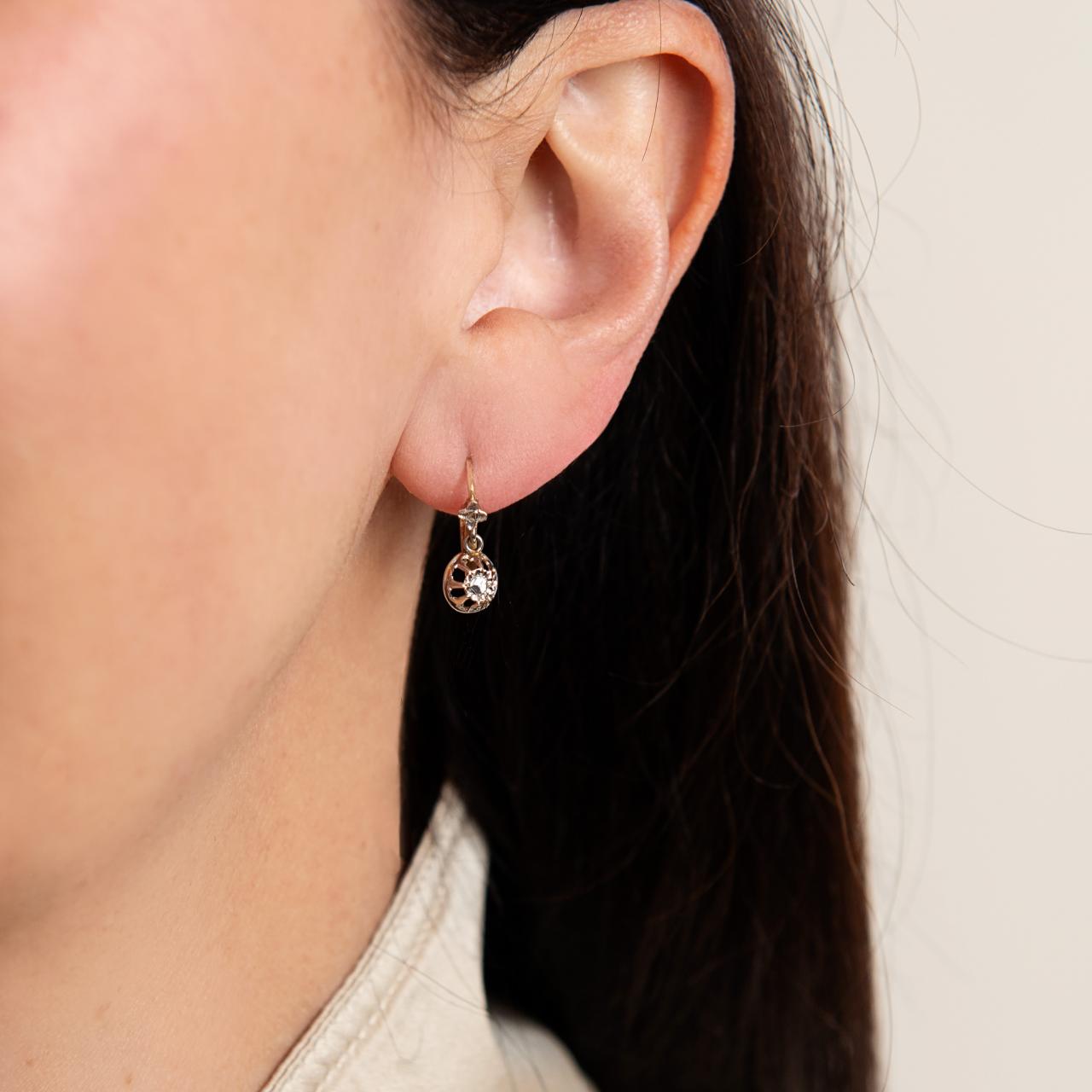 Antique 18ct Rose-cut Diamond Drop earrings