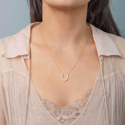 Diamond Maxi Horseshoe necklace, rose gold